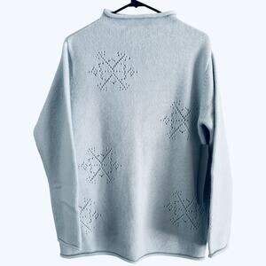 NWT Nordic Design Lambs Wool Angora Snowflake Pointelle Mock Neck Sweater MP